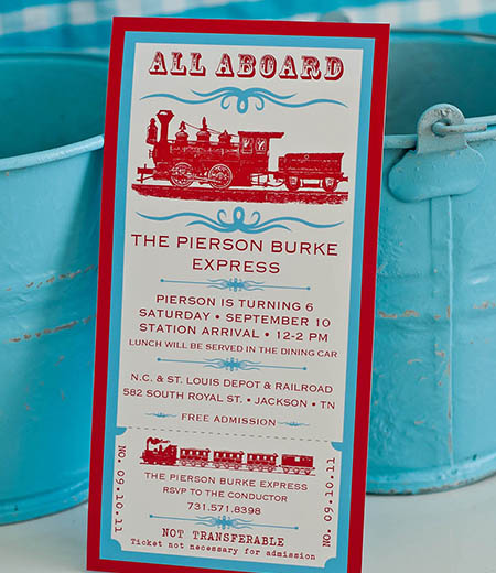Vintage Train Invitation - Birthday Party Printable Invitation